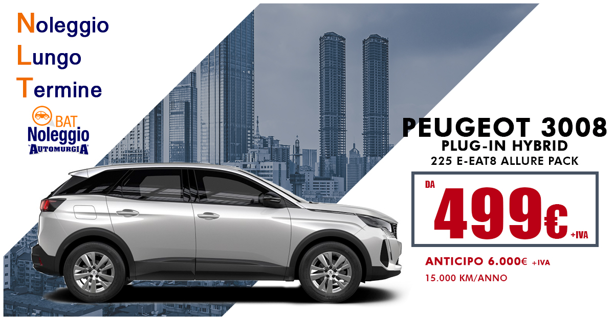NLT - Peugeot 3008 plug-in  tua da 499€ al mese